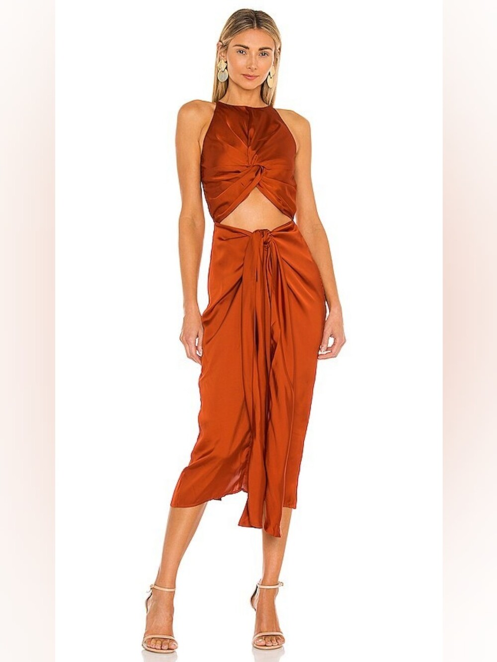Andrea Iyamah Reni Knotted Dress in Orange